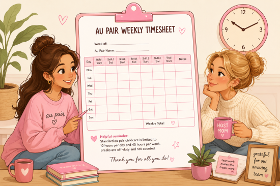 Free Timesheet for Au Pairs and Host Families by PerfectConnect.me